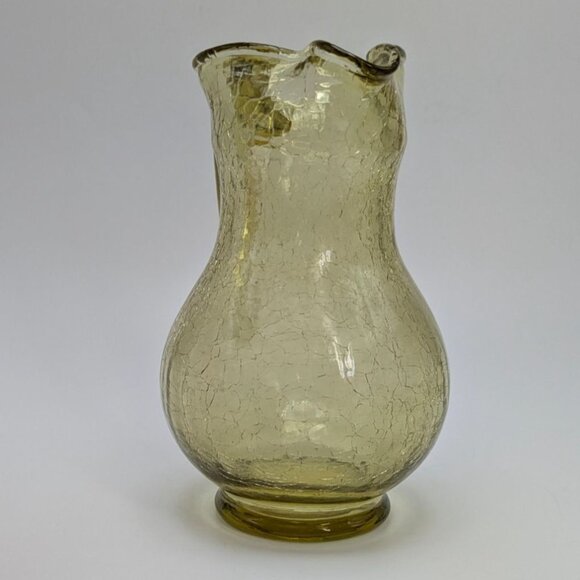 Kanawha Art Glass Crackle Glass Yellow Amber Pitcher - Picture 3 of 14